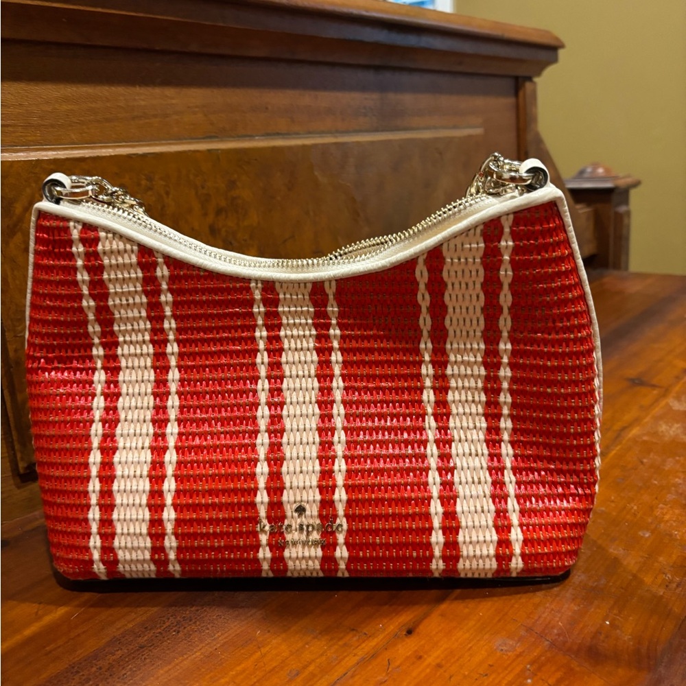 Kate Spade Red and White Striped Shoulder Bag